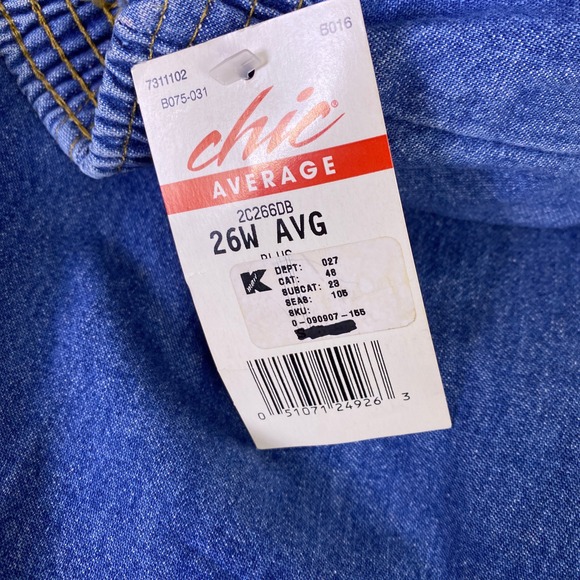 Chic Pull On Jeans Women's Plus Size 26W Elastic Waist  Blue Denim New w/ Flaw - Picture 3 of 13